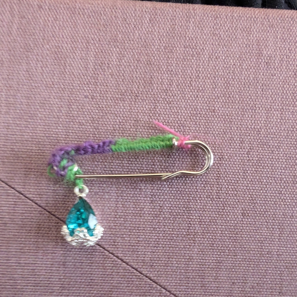 Elegant Teal and Silver Brooch